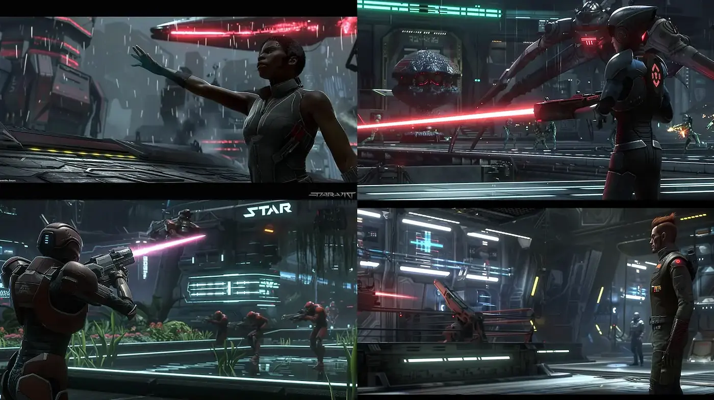 Futuristic cyberpunk aesthetic with dynamic lighting and detailed textures - Midjourney sref style