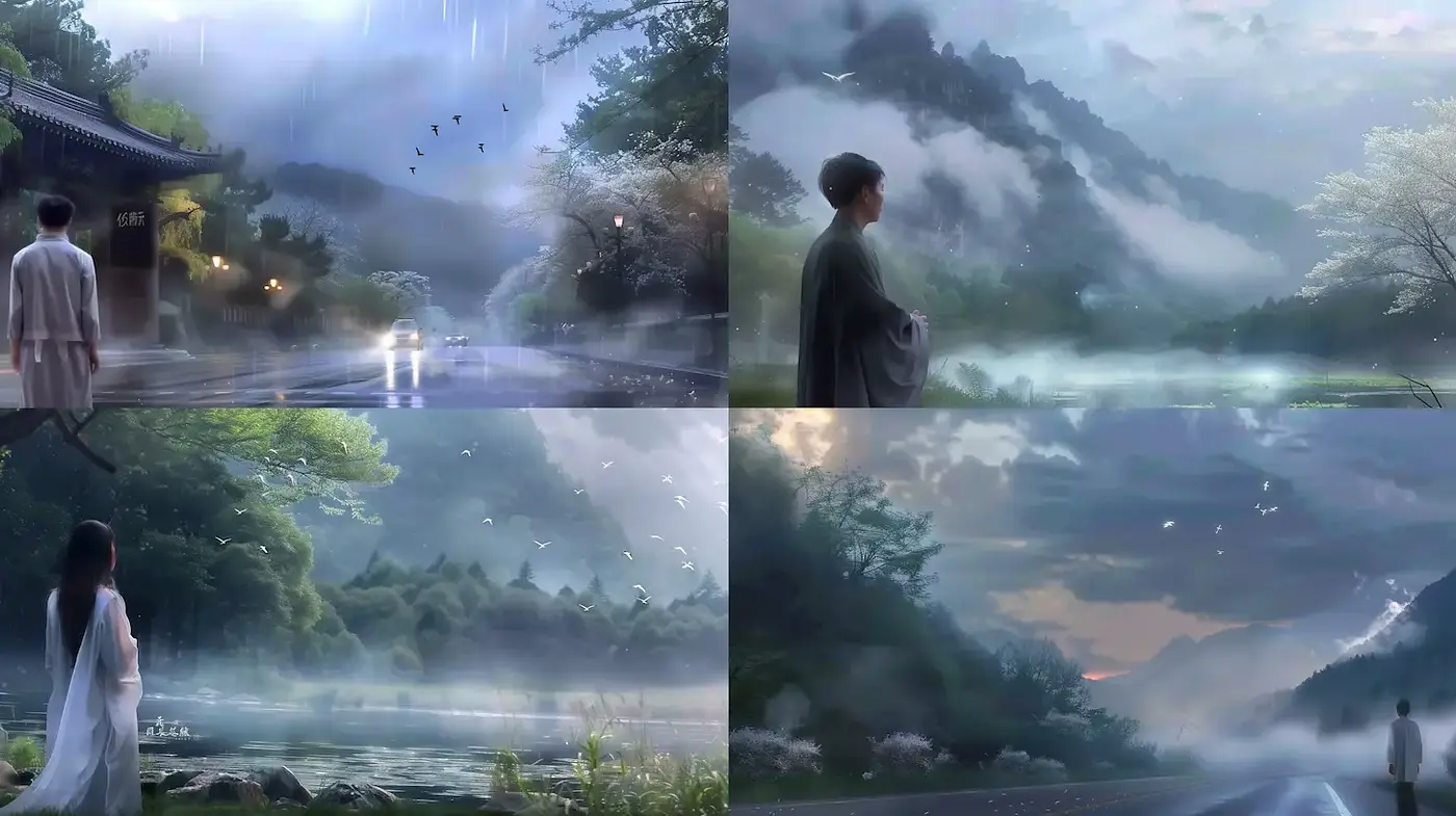 Dreamlike landscapes with serene atmospheres and ethereal qualities - Midjourney sref style