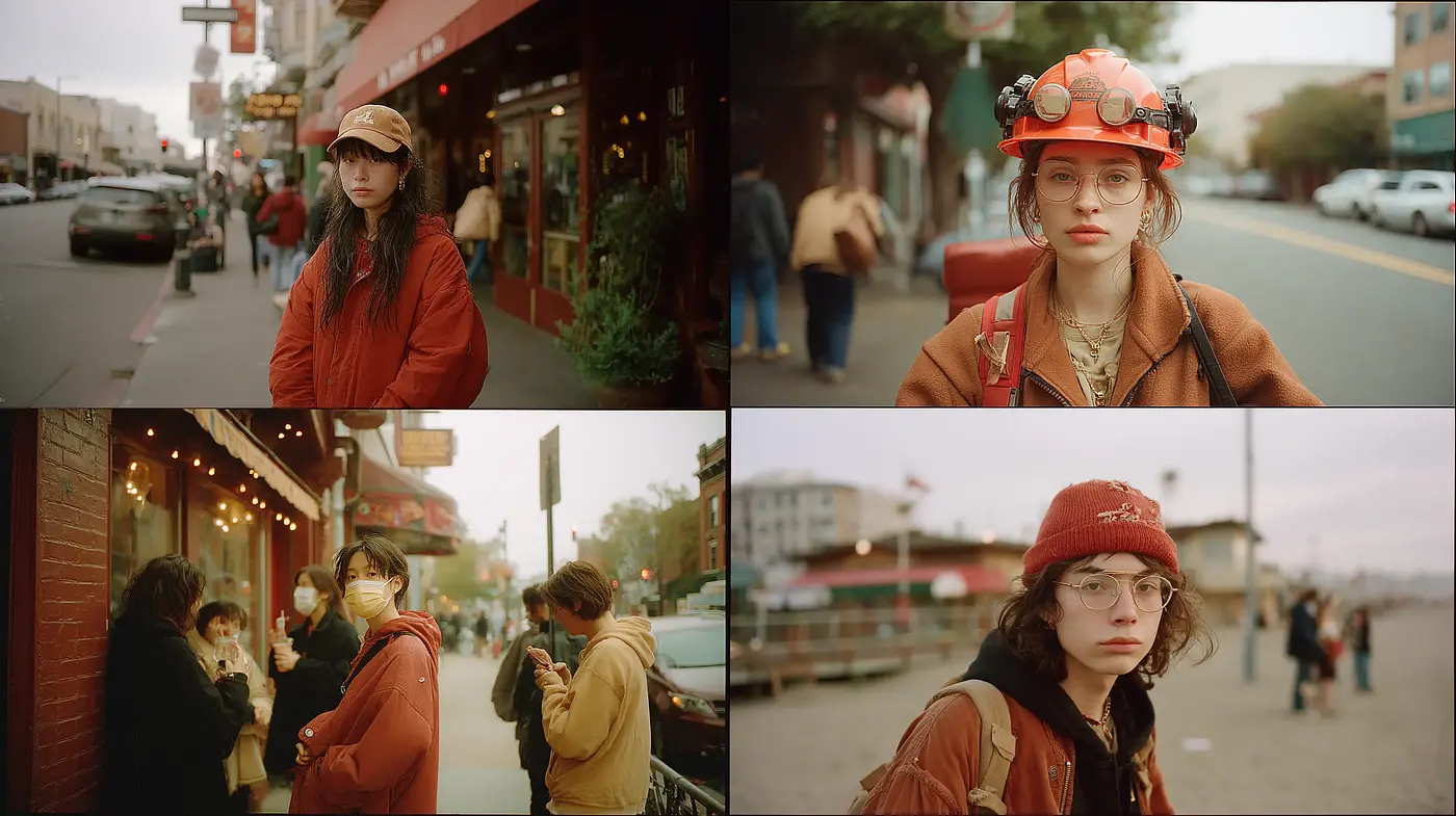 Contemporary urban portraiture with a nostalgic touch - Midjourney sref style