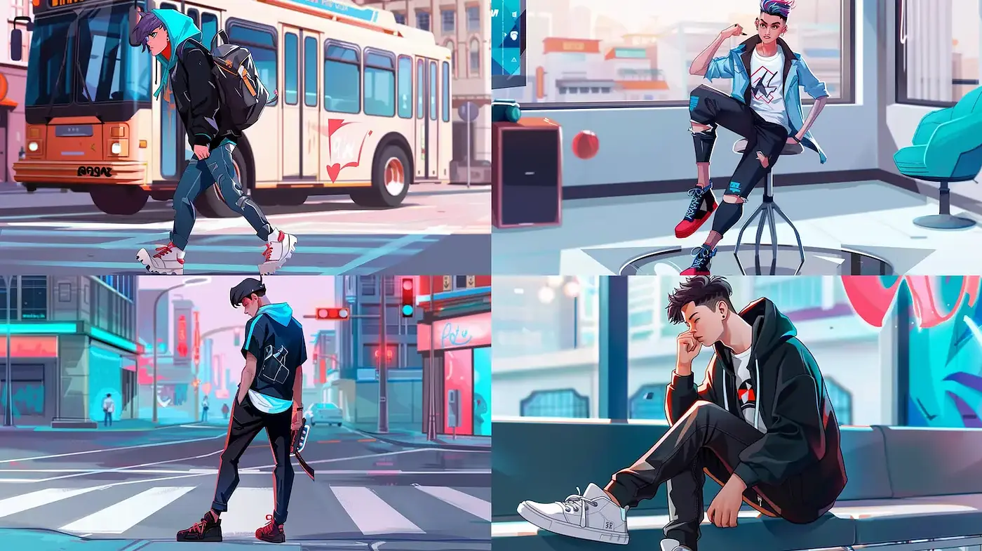 Vibrant urban aesthetics with a hint of youth culture - Midjourney sref style
