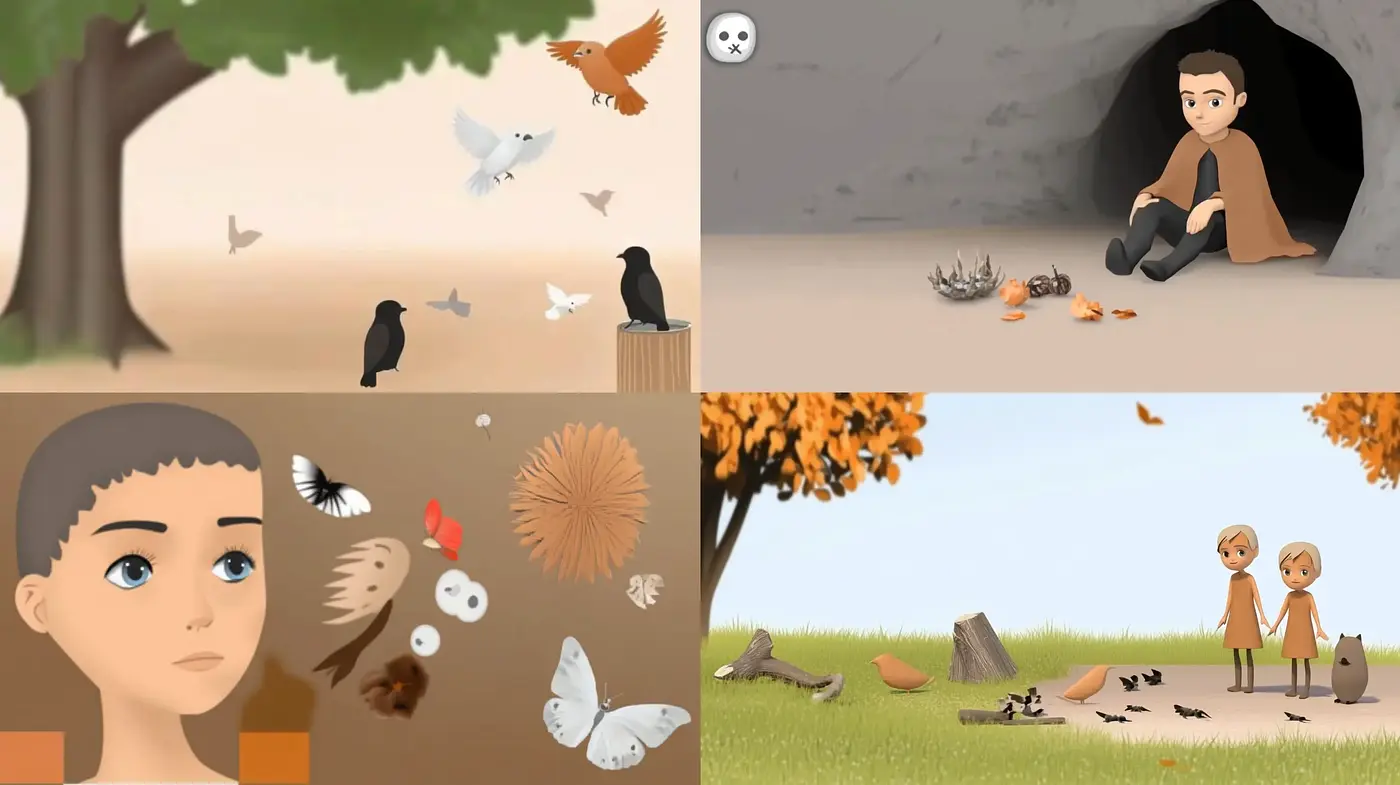 Serene Autumnal Animations with Subdued Earth Tones - Midjourney sref style