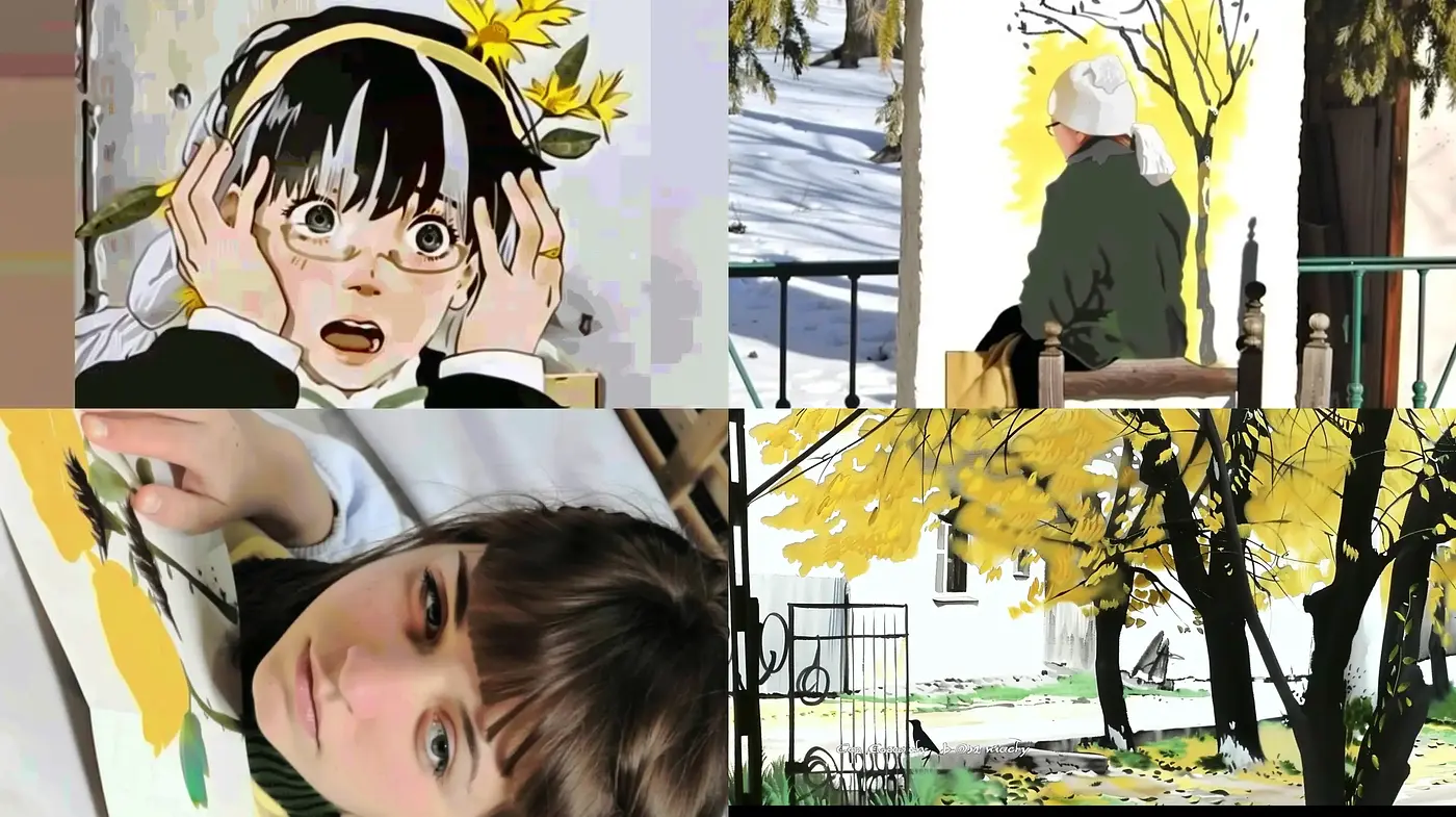 Autumnal Nostalgia in Expressive Strokes: A Homage to Animated Realism - Midjourney sref style