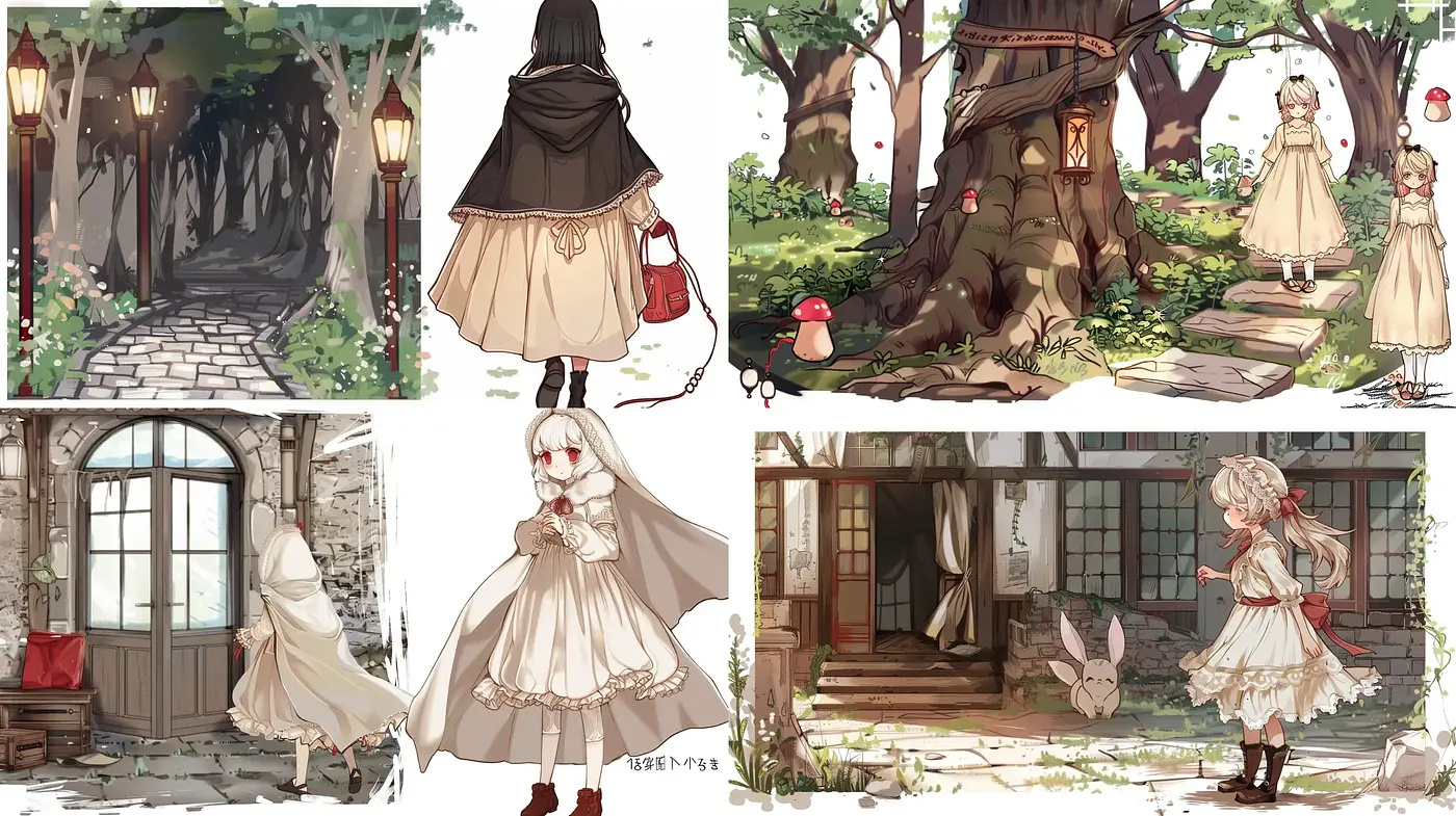Enchanted Storybook Illustration with Consistent Whimsical Woodland Theme - Midjourney sref style