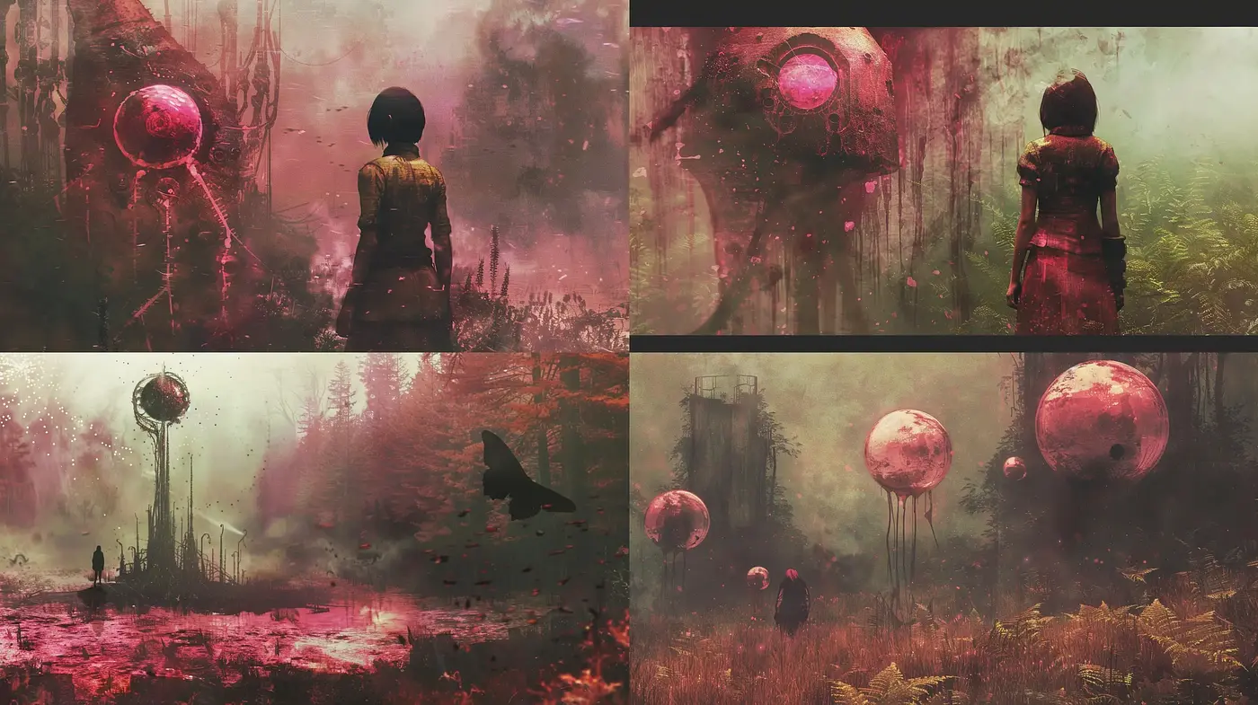 Mystery-Enshrouded Dreamlike Visions in Surrealist Hues - Midjourney sref style