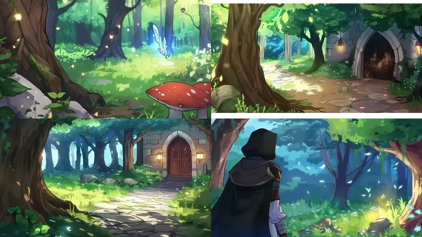 Enchanted Forest Scenes with Whimsical Charm and Magical Atmosphere - Midjourney sref style