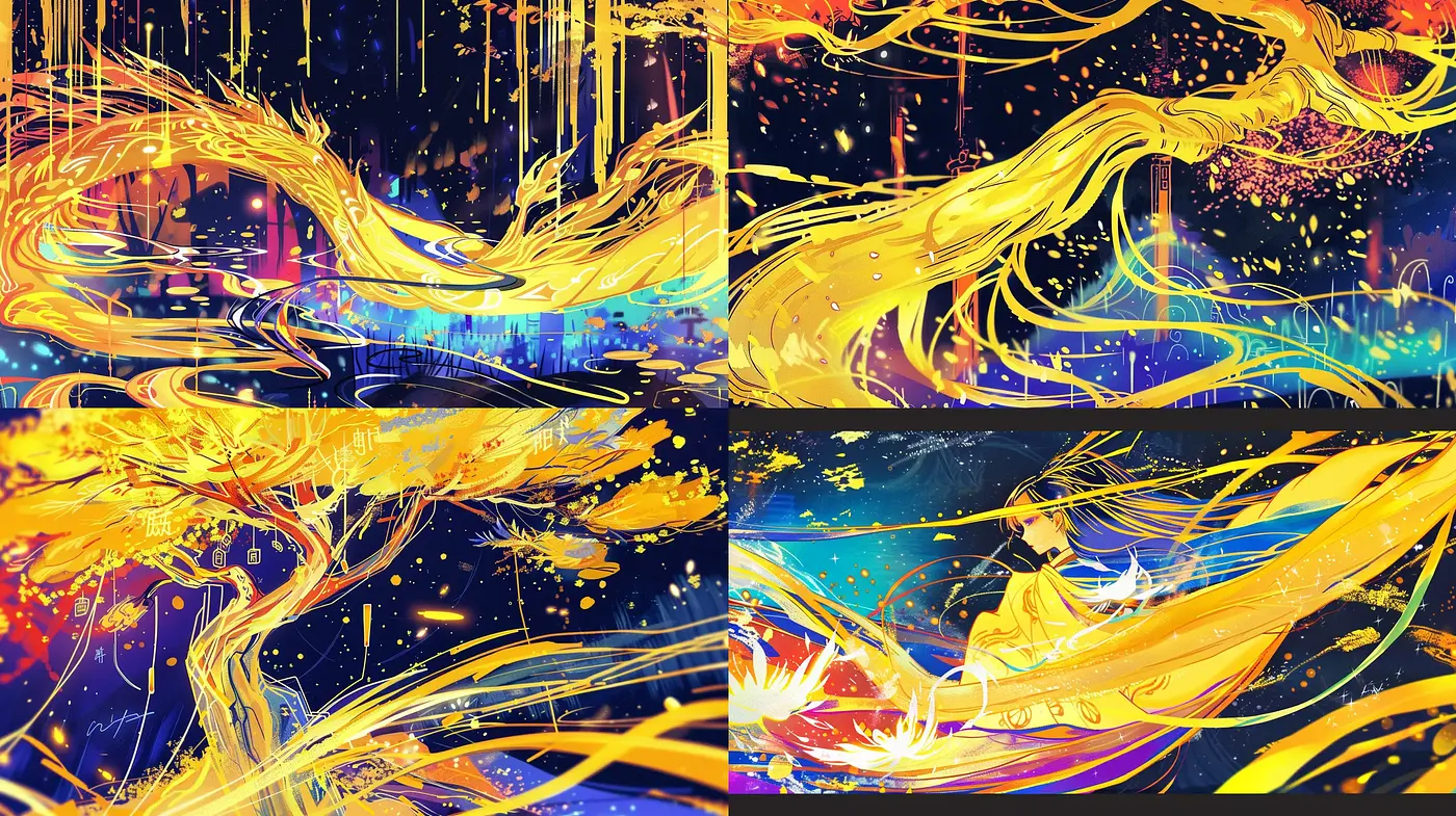Vibrant Abstract Energy Flow in Surreal Color Fusion - Midjourney sref style