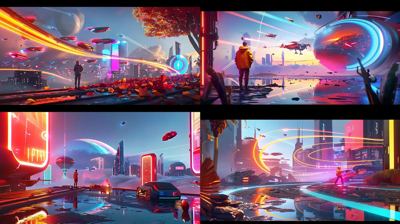 Futuristic Neon Dreamscape: A Synthesis of Cyberpunk Aesthetics and Luminous Visions - Midjourney sref style