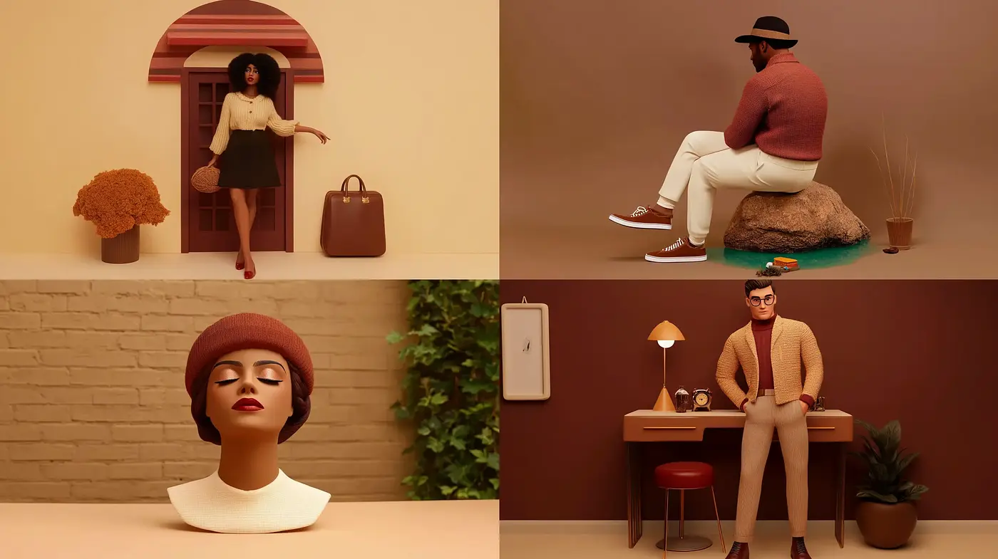 Warm Toned Poise: A Contemporary Minimalist Study with a Mid-Century Modern Twist - Midjourney sref style
