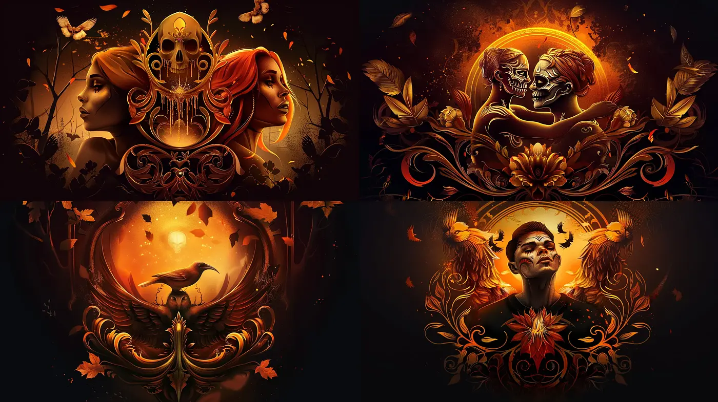 Ethereal Autumnal Glow: A Consistent Luminous Warmth Across Four Visions - Midjourney sref style