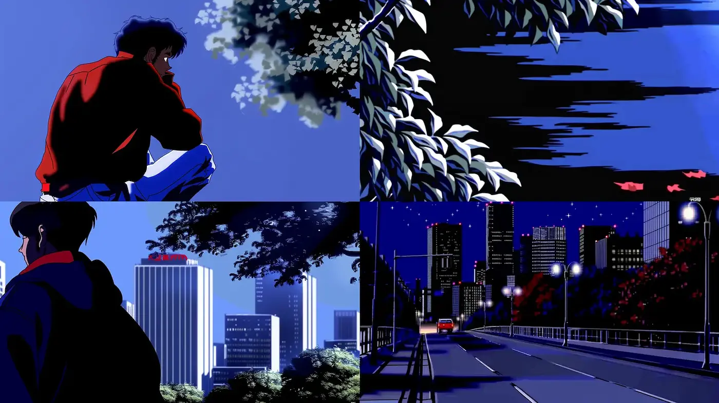 Nighttime Urban Exploration with a Retro Futurism Influence - Midjourney sref style