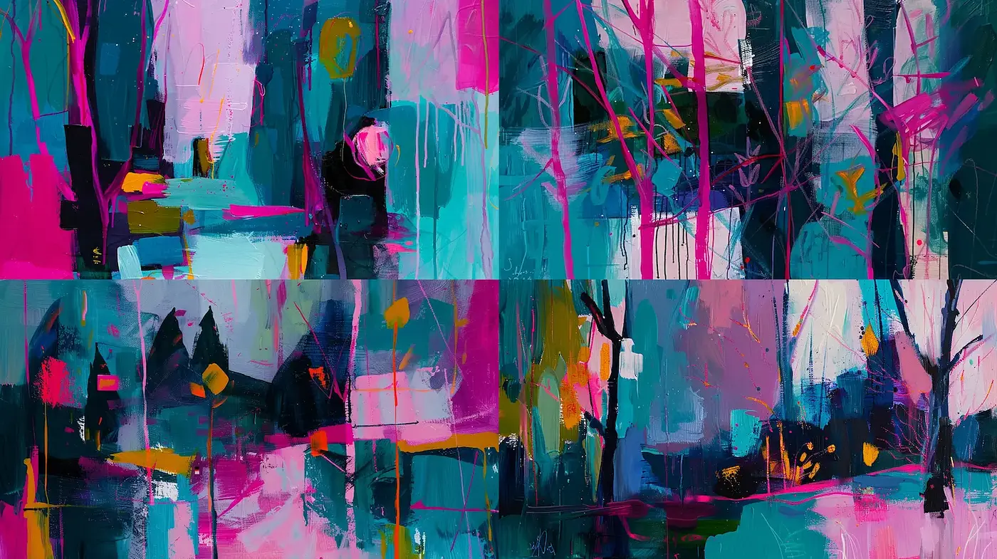 Vibrant Abstract Landscapes with a Contemporary Impressionist Influence - Midjourney sref style