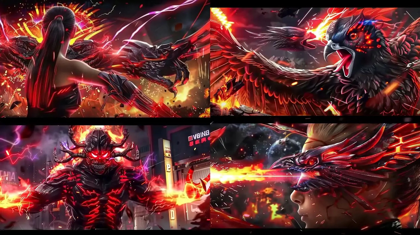 Dynamic Apocalyptic Fantasia: A Vision in Crimson and Chaos - Midjourney sref style
