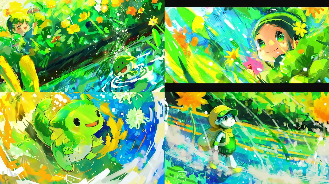 Vibrant Whimsical Nature-inspired Art with Dreamy Elements - Midjourney sref style