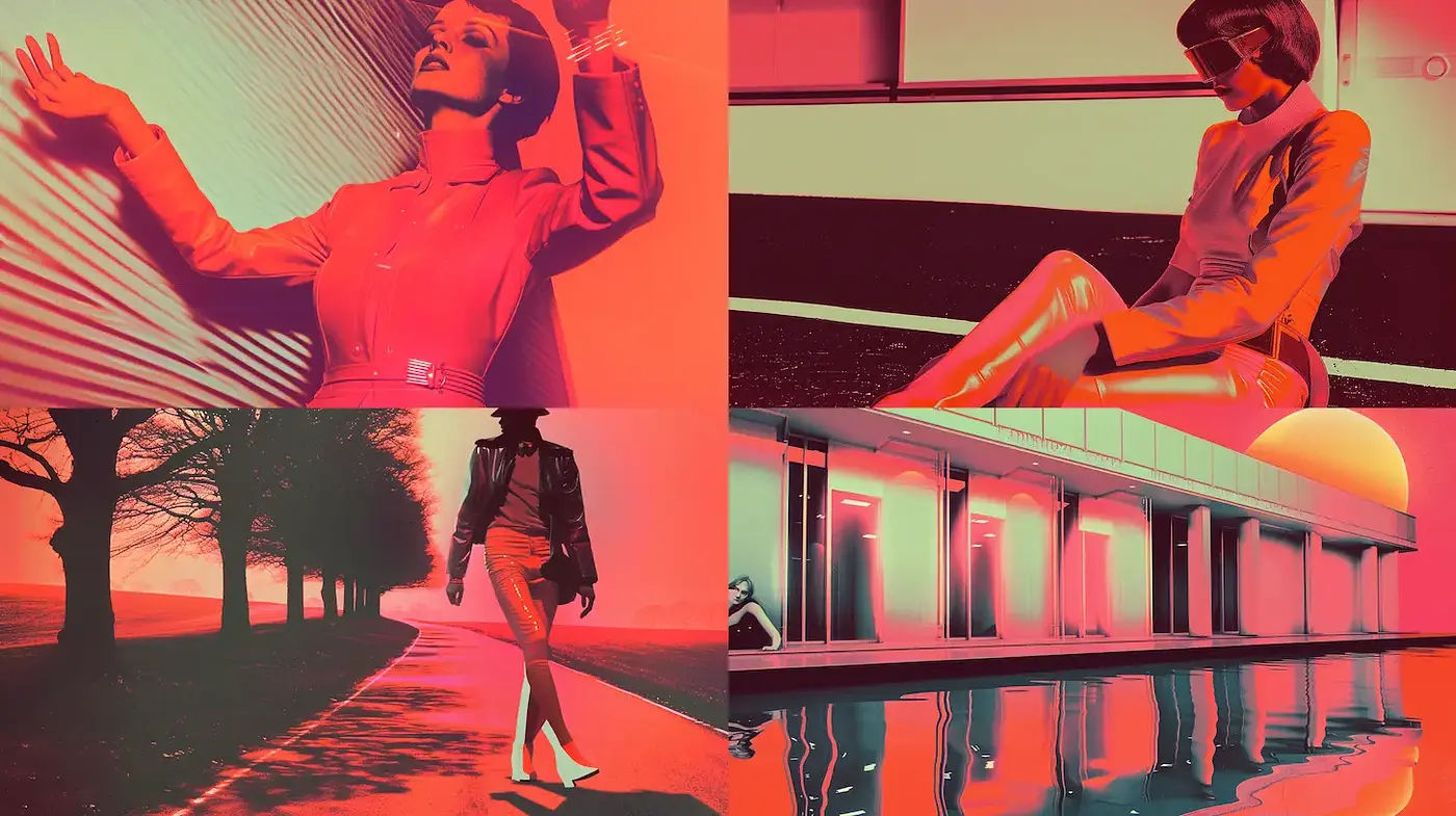 Futuristic Retro Pop with a Bold Color Palette - Midjourney sref style