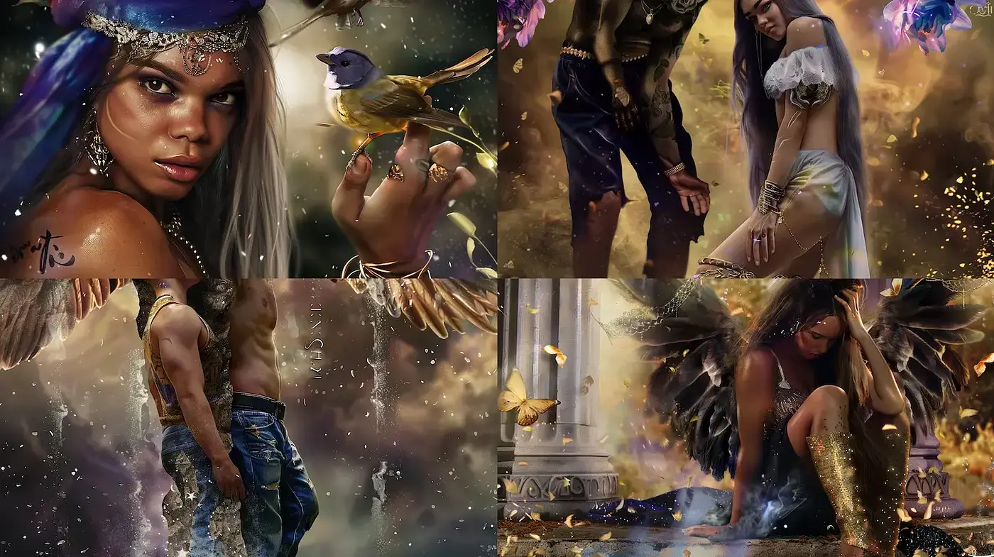 Cinematic Fantasy with Ethereal Elements and Rich Textural Depth - Midjourney sref style
