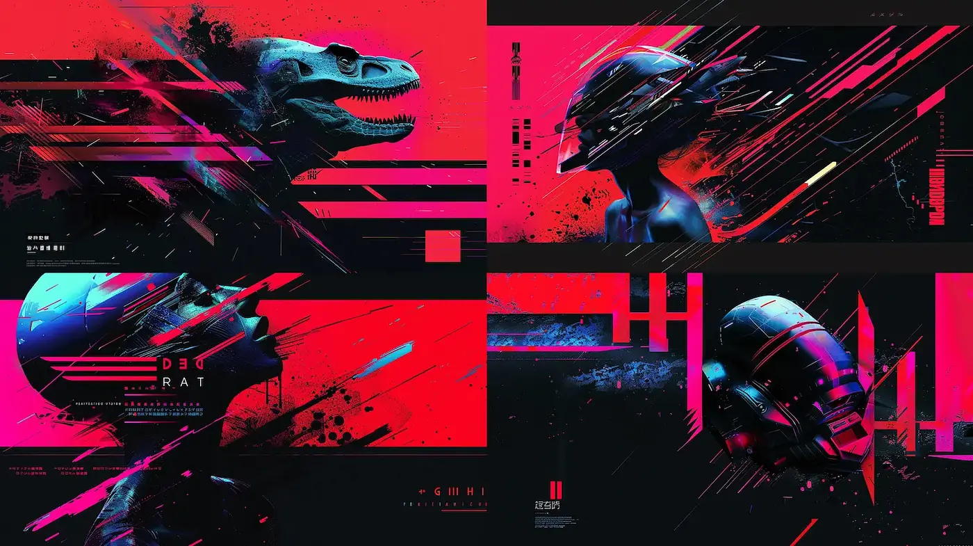 Futuristic and Dynamic Visuals Blending Elements of Digital Art - Midjourney sref style