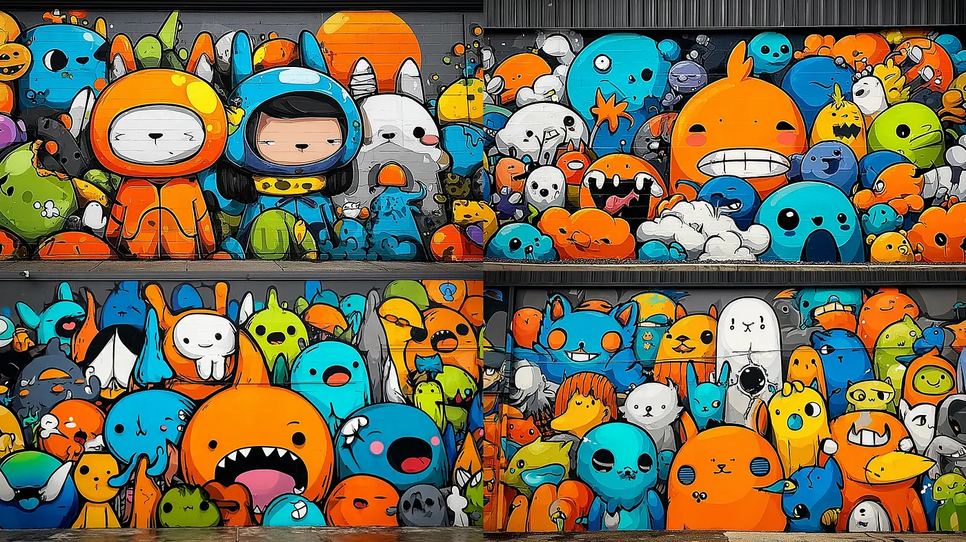 Playful and vibrant character illustrations with a comic-inspired aesthetic - Midjourney sref style