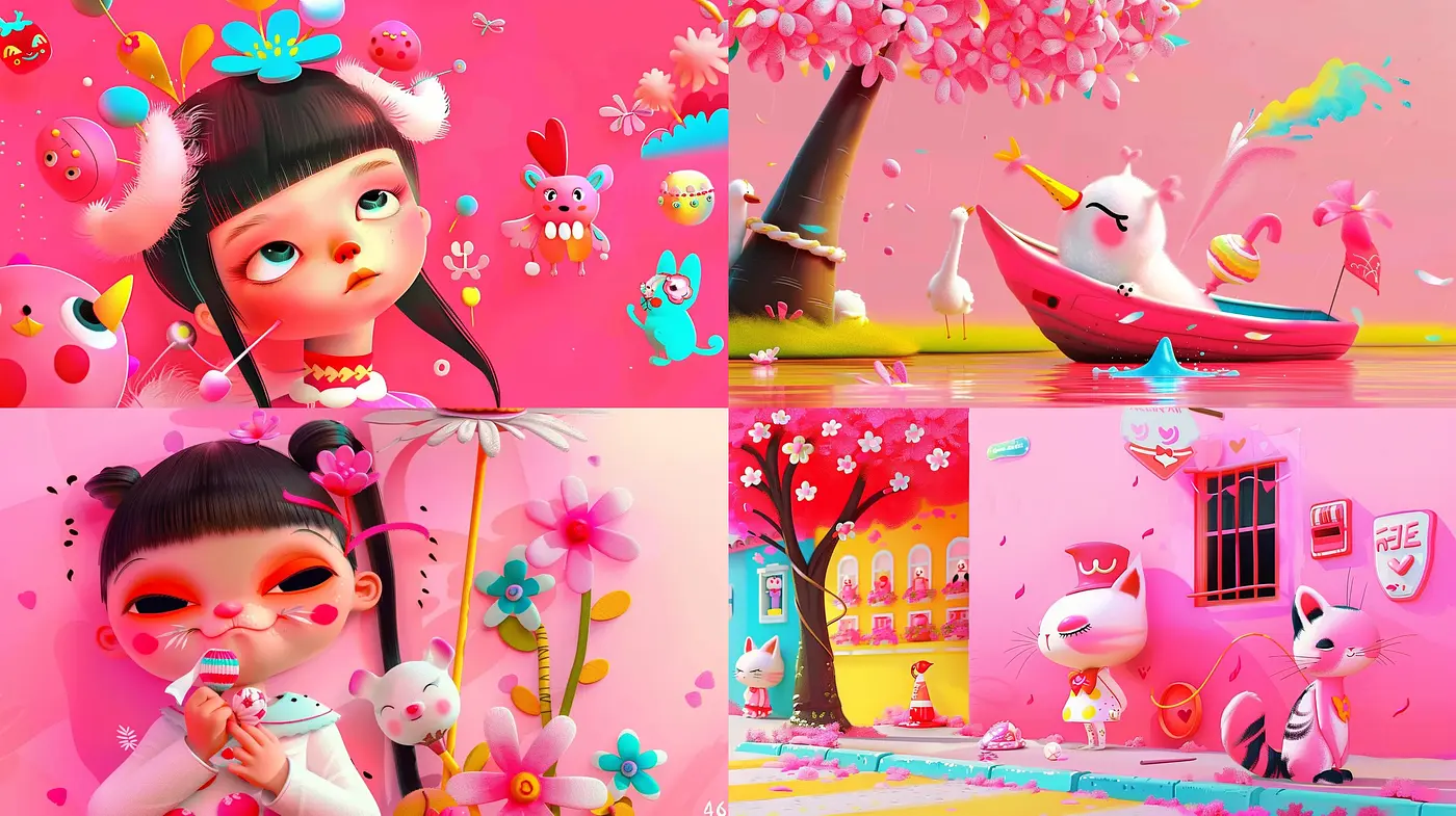 Candy-Colored Whimsical Wonderland with Anime Inspirations - Midjourney sref style