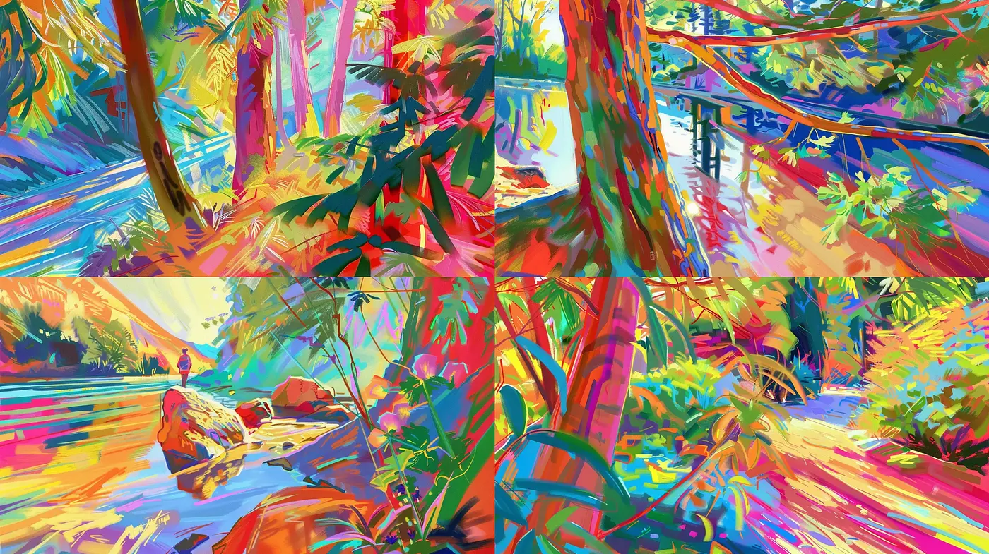 Luminous Chromatic Harmonies in Nature-Inspired Tableau - Midjourney sref style