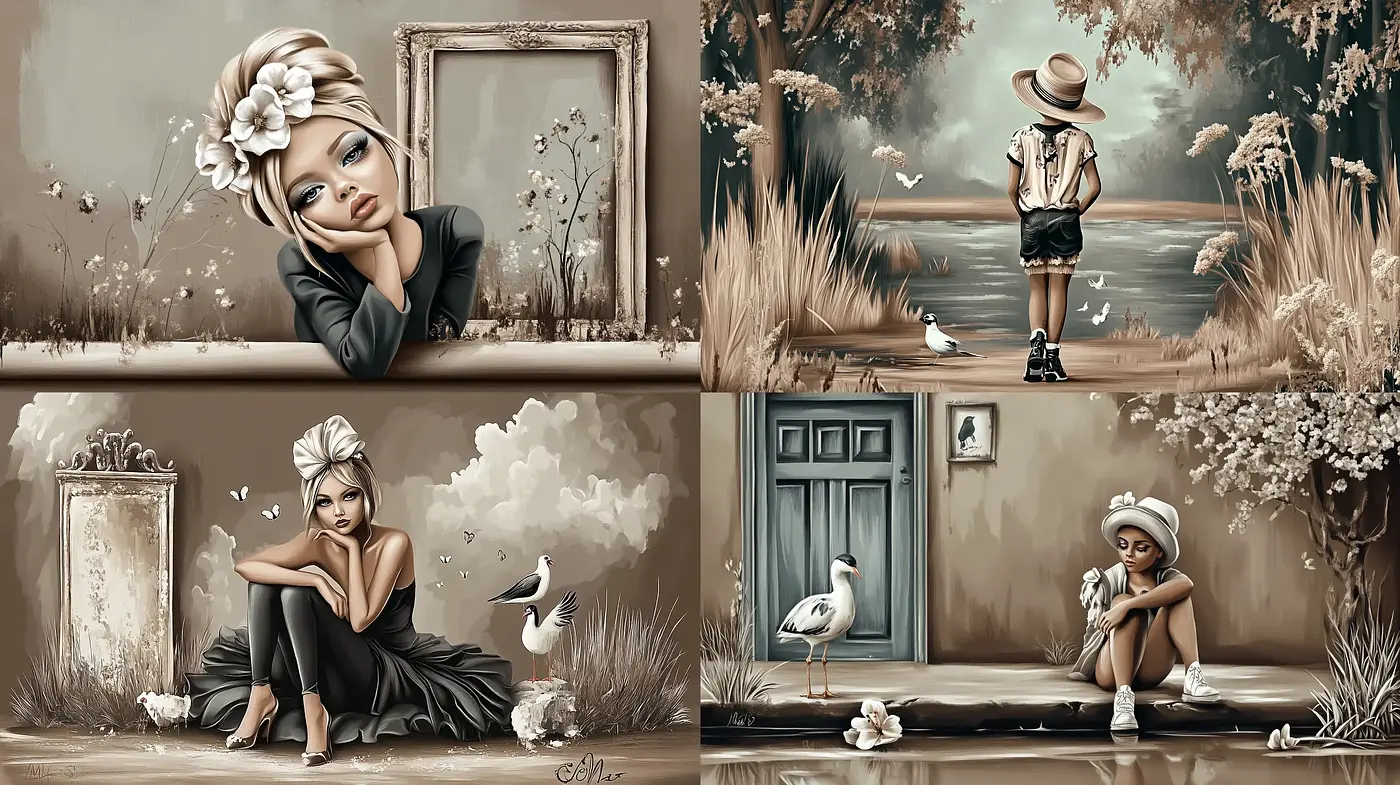 Serene Sepia Tones and Surreal Nature-Inspired Visions - Midjourney sref style