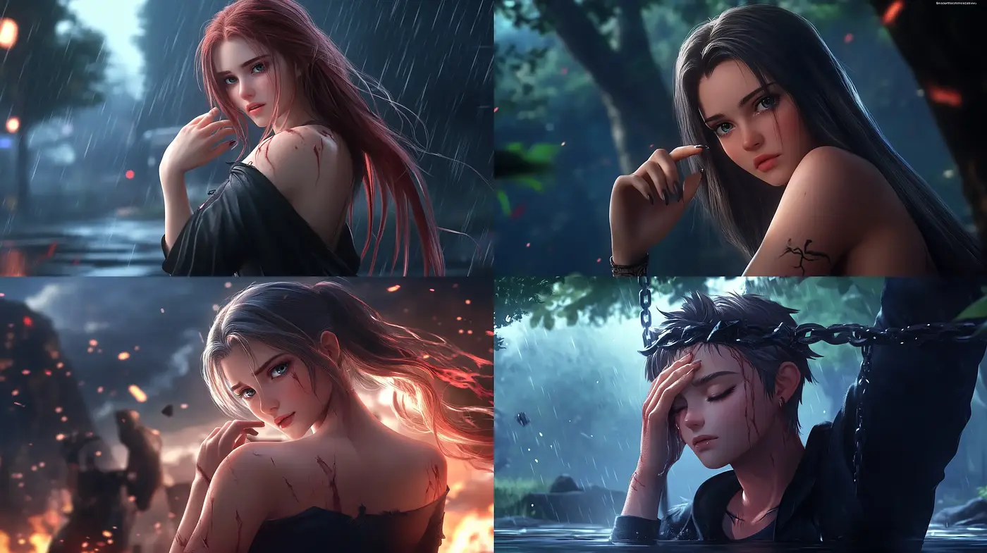 Ethereal Rain-Drenched Melancholy: A Homage to Dramatic Cinematic Artistry - Midjourney sref style