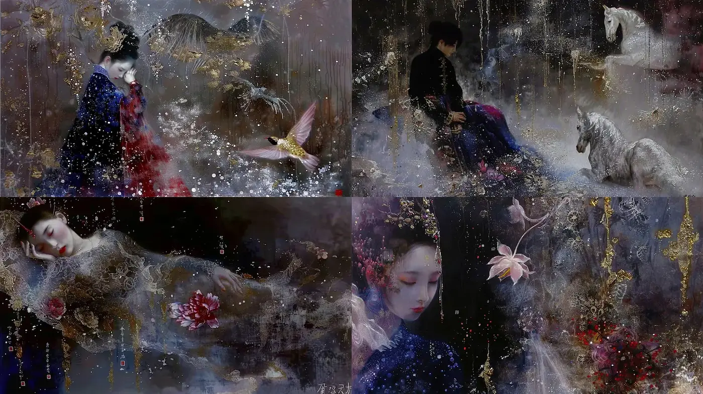 Ethereal and Dreamlike Aesthetic with a Harmonious Blend of Nature and Emotion - Midjourney sref style