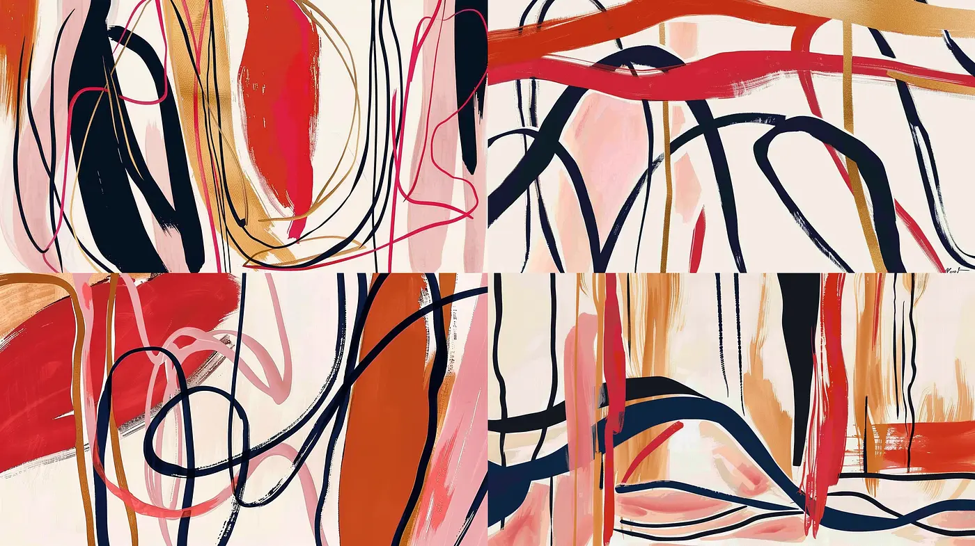 Abstract Expressionist Brushwork Fusion with a Warm Earthy Palette - Midjourney sref style