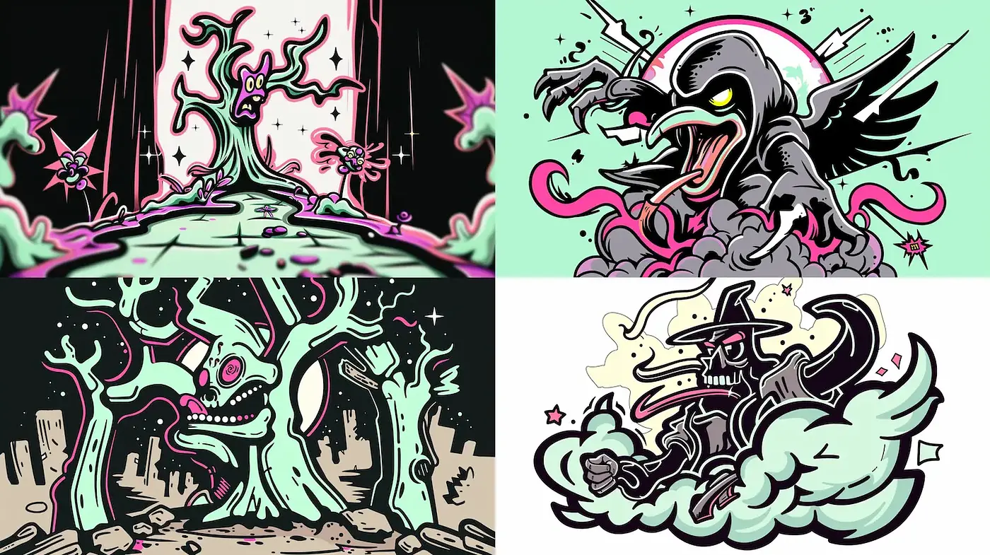 Vibrant and Whimsical Illustrations with a Touch of the Supernatural - Midjourney sref style