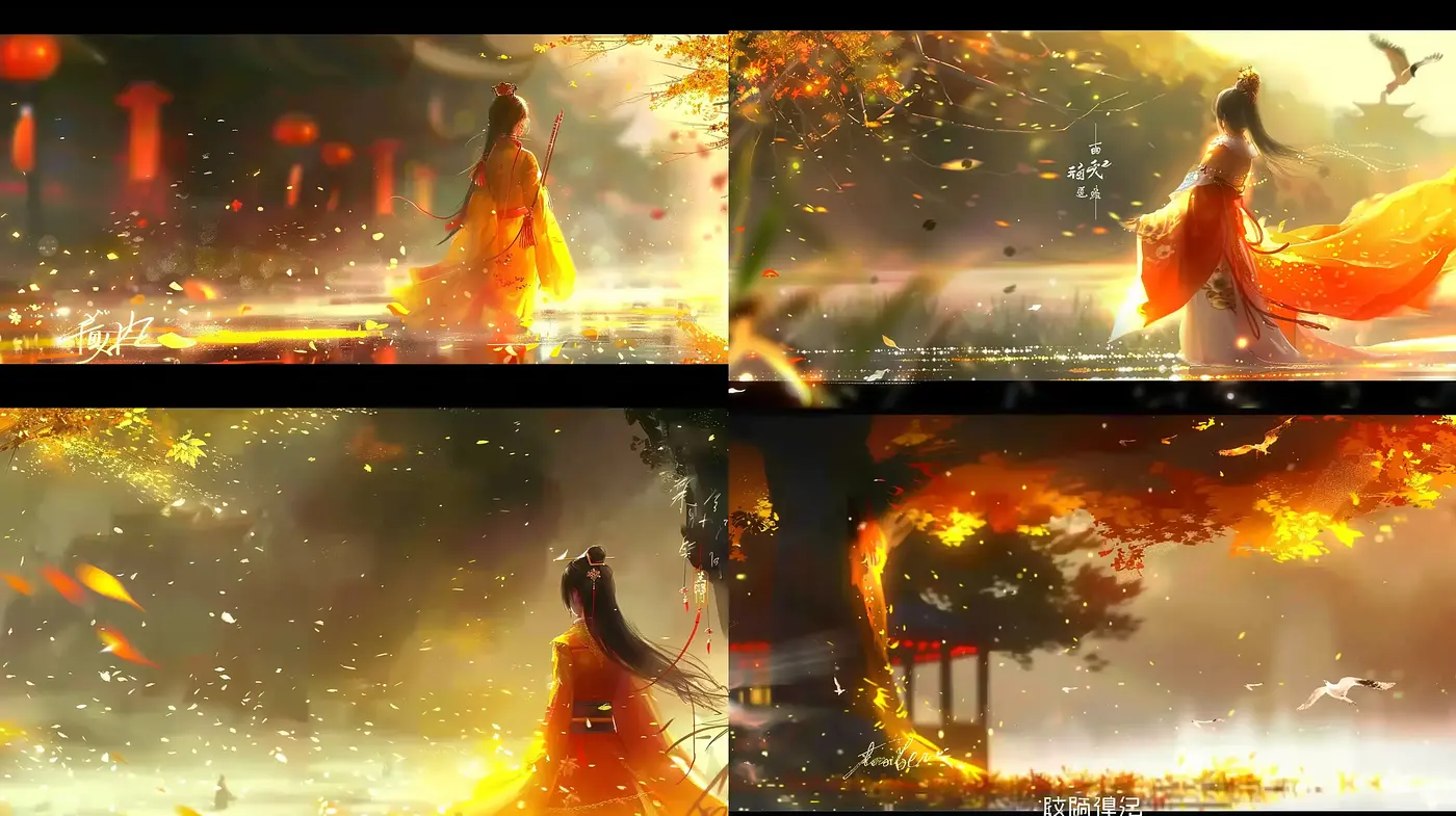 Ethereal Autumn Elegance Through a Luminous Impressionistic Lens - Midjourney sref style