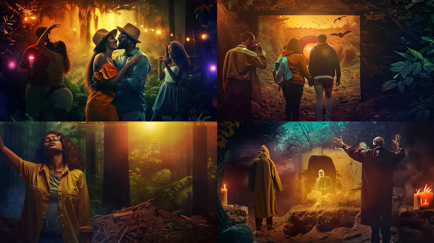 Enigmatic Twilight: A Fusion of Nature's Mystique and Ethereal Glow - Midjourney sref style