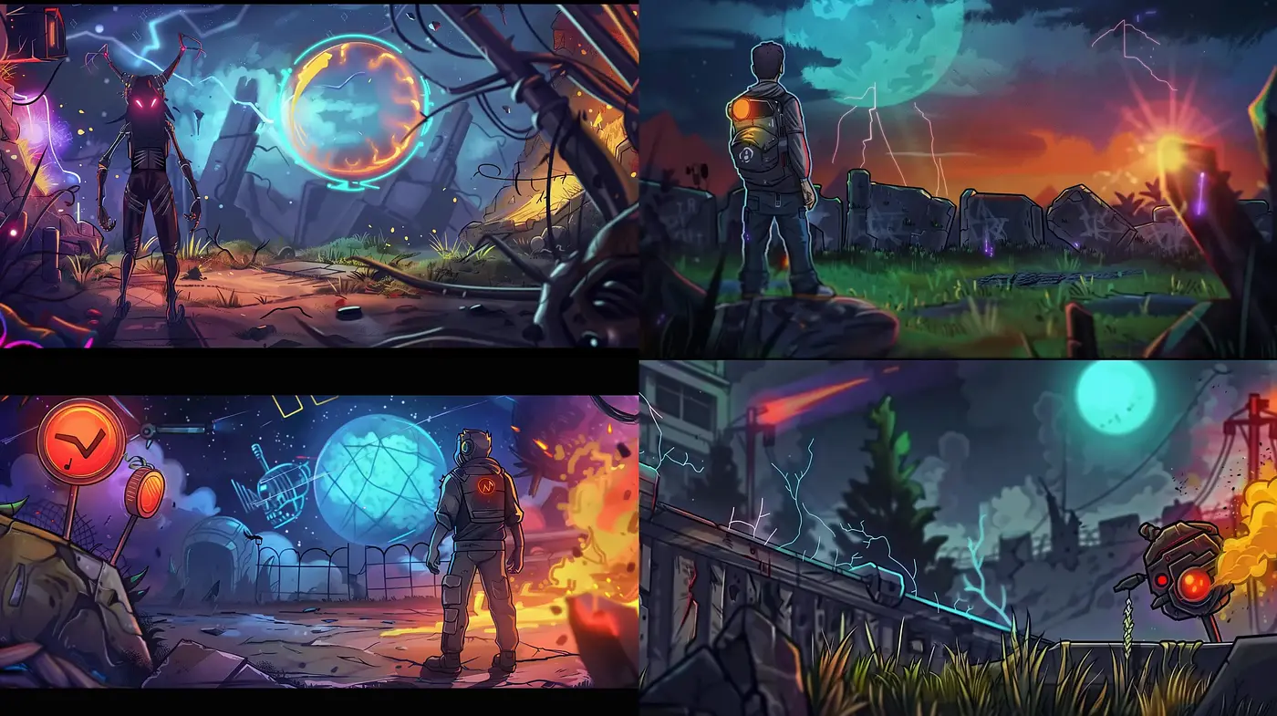 Surreal Sci-Fi Vistas: A Fusion of Digital Dreamscapes and Retrofuturistic Hues - Midjourney sref style