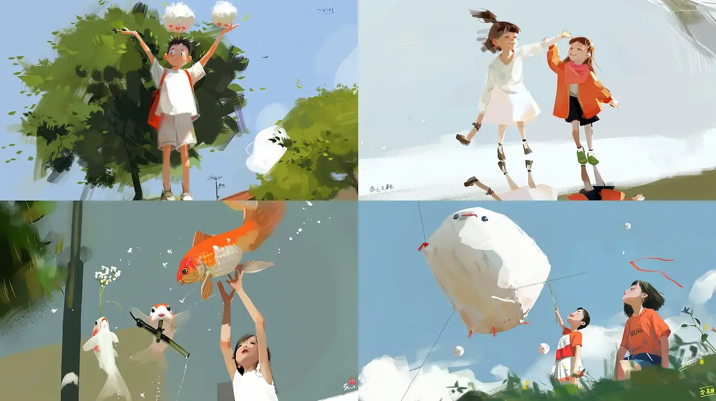 Playful and Whimsical Illustrations with a Modern Touch - Midjourney sref style