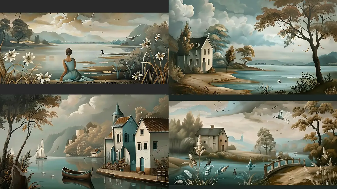 Tranquility in Sepia: A Homage to Pastoral Serenity in Art - Midjourney sref style