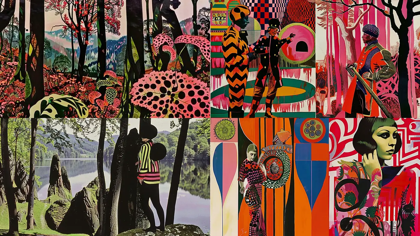 Psychedelic Fusion with Retro Folk Art Elements - Midjourney sref style