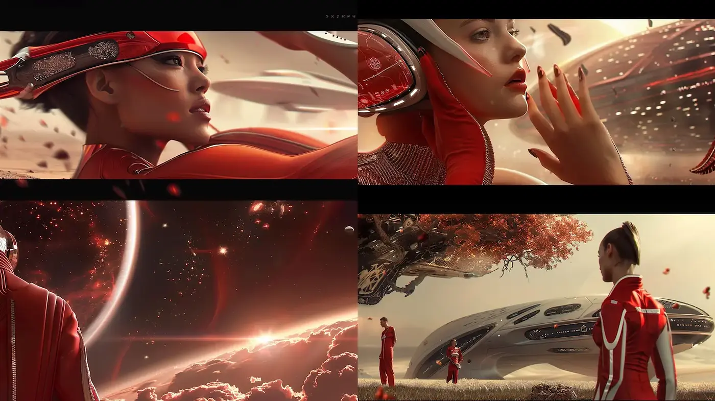 Futuristic, sleek aesthetic with a blend of sci-fi and hyper-realism - Midjourney sref style
