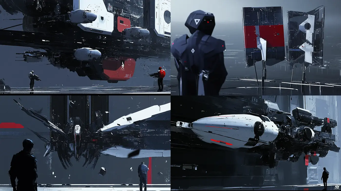 Futuristic Noir: A Glimpse into a Dystopian Techno-Sphere - Midjourney sref style