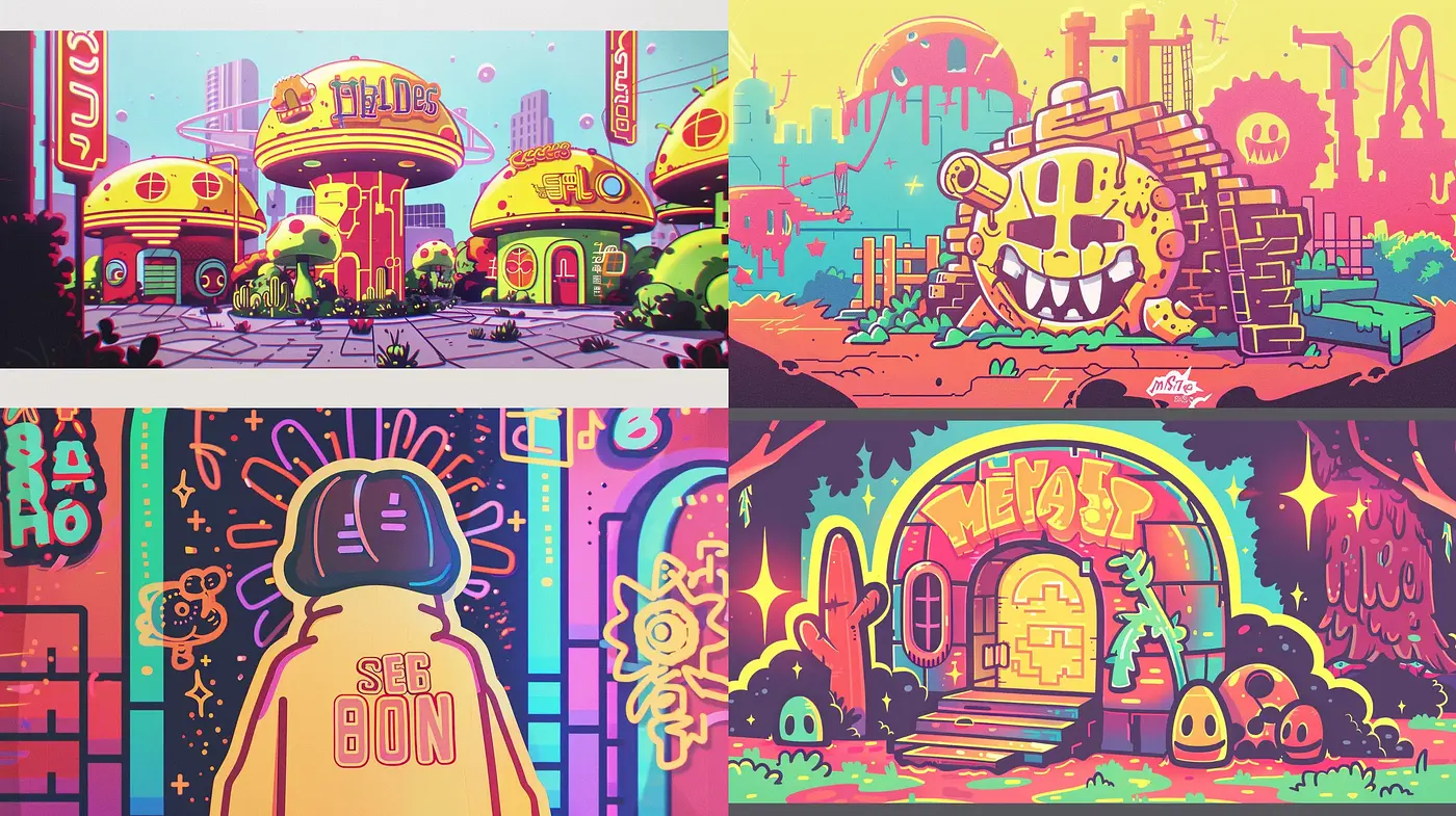 Eclectic Retrofuturism with a Lively Comic-Book Aesthetic - Midjourney sref style