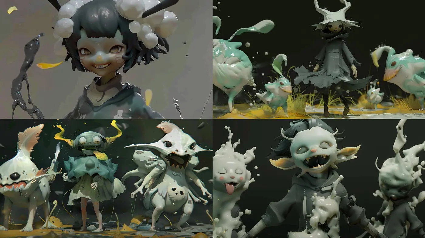 Ethereal Monochrome Dreamscapes with Surreal Characters - Midjourney sref style