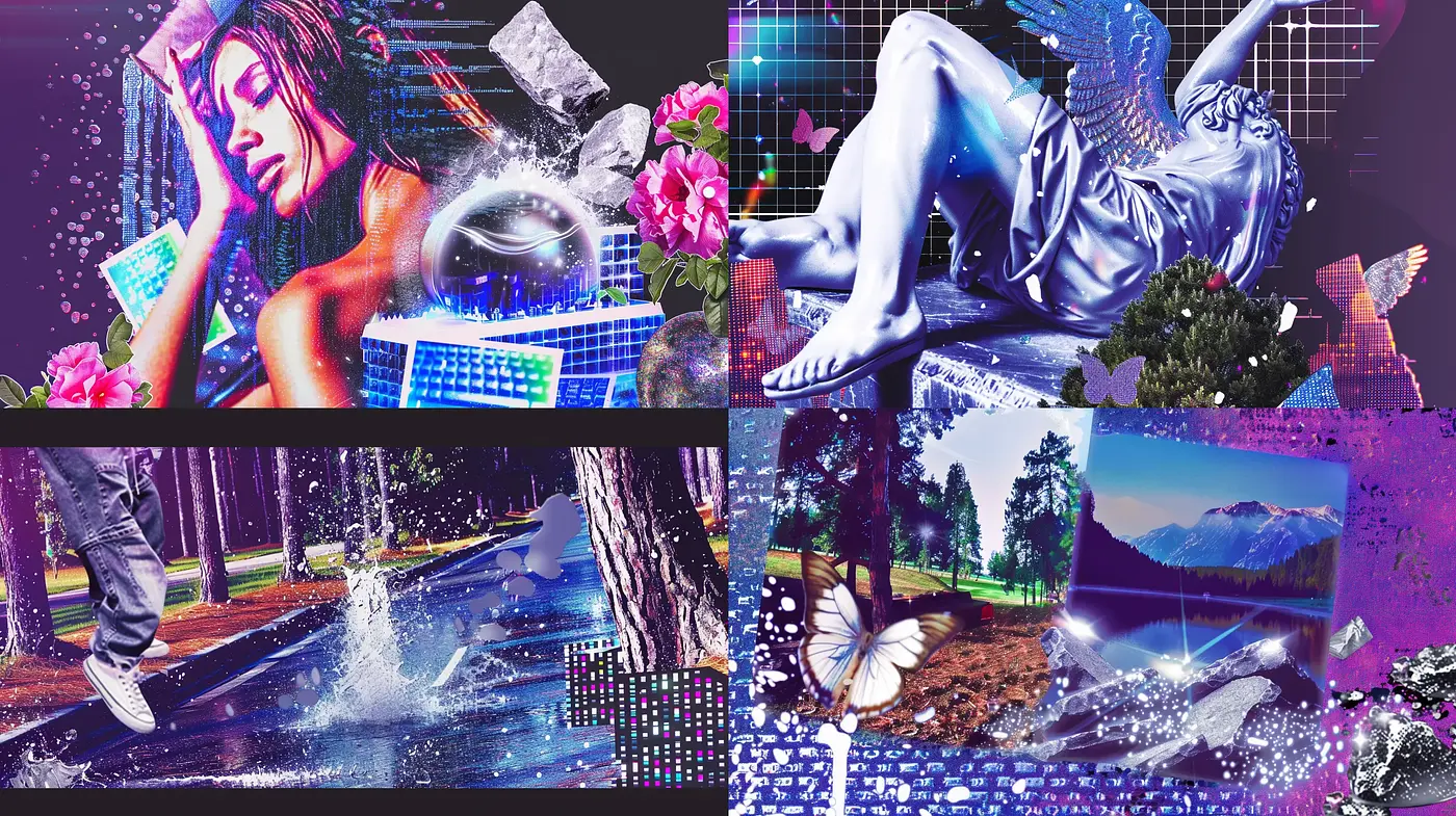 Synthetic Neon Dreamscape: A Fusion of Cyberpunk Aesthetics and Surreal Imagery - Midjourney sref style