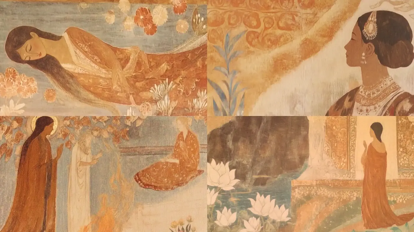 Ethereal Muralesque Reverie in Warm Earth Tones - Midjourney sref style