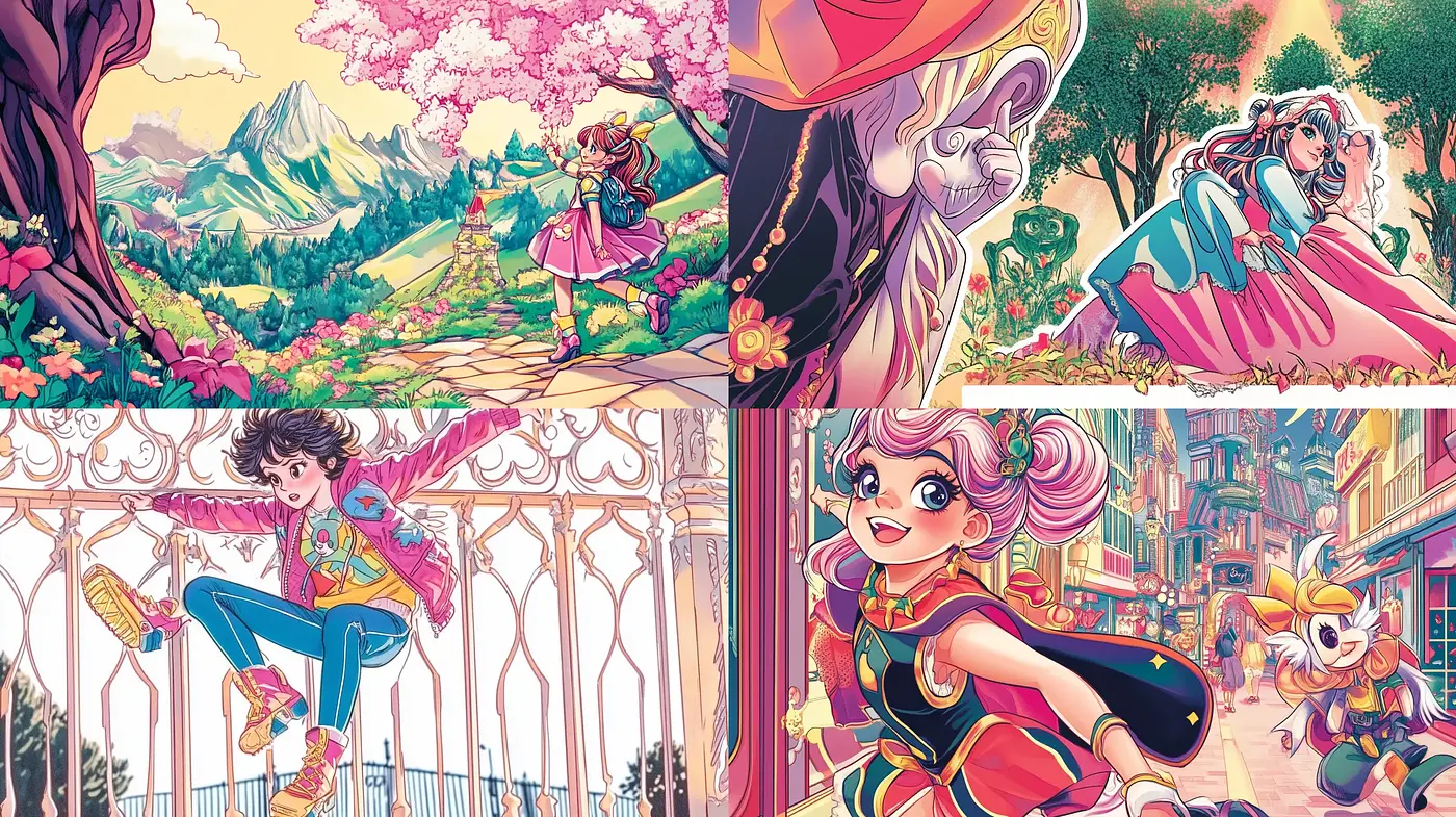 Whimsical Anime-Inspired Fantasia with Pastel Symphony - Midjourney sref style