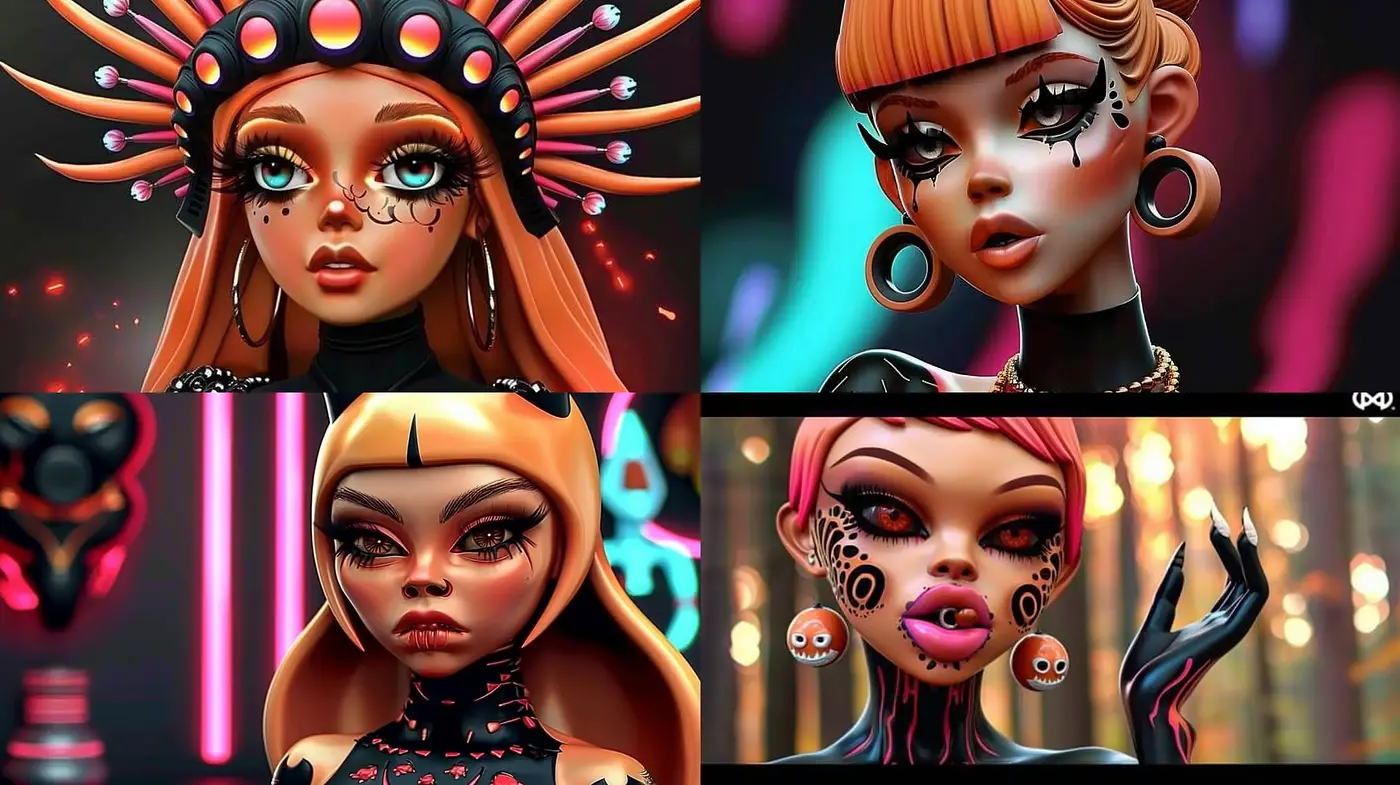 Glossy Neon-Infused Surreal Portraiture - Midjourney sref style