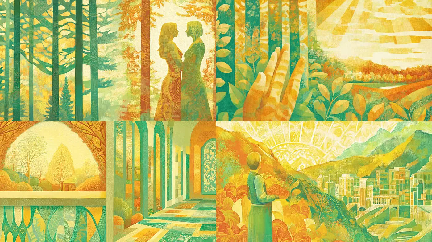 Autumnal Harmony: A Nostalgic Fusion of Art Nouveau and Pastoral Imagery - Midjourney sref style
