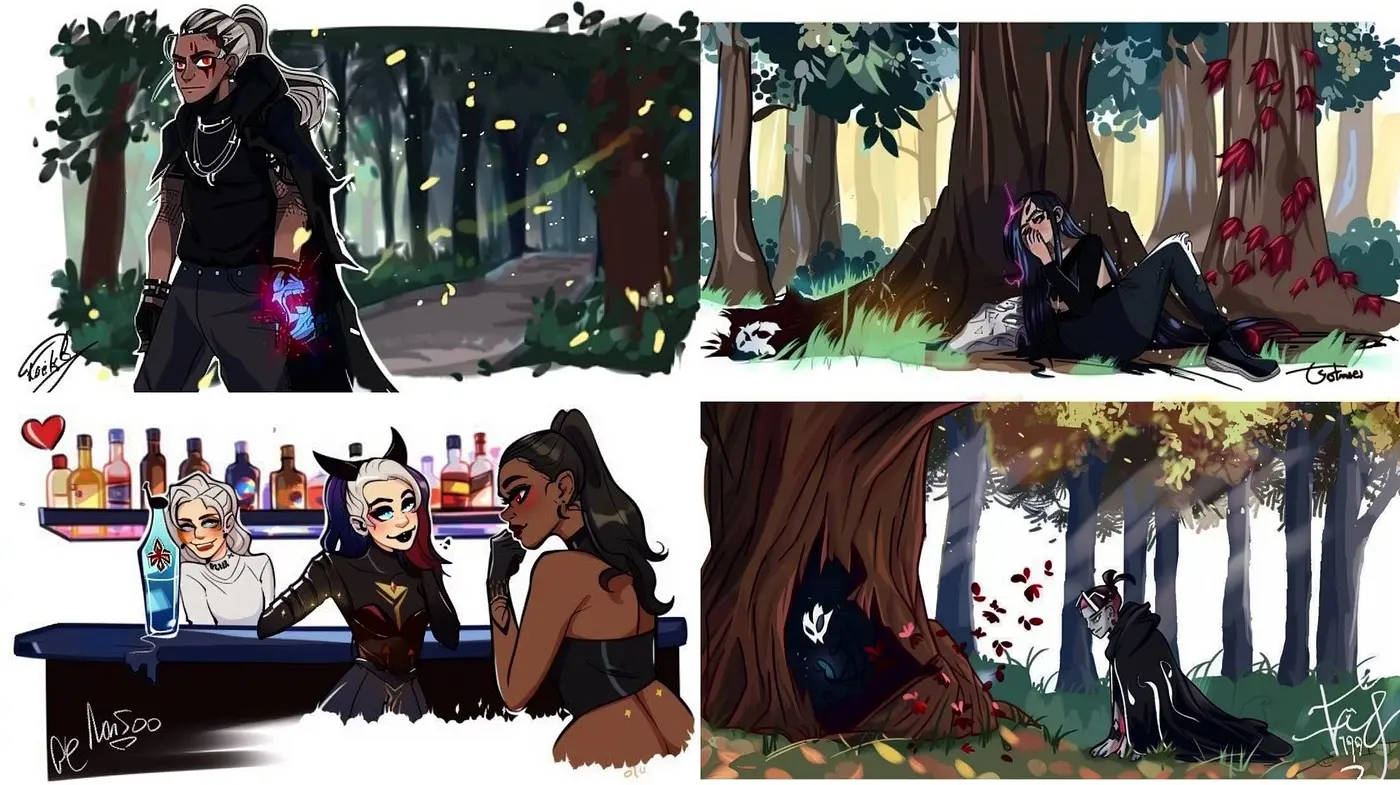 Consistent Elements of Modern Stylized Illustration Across Diverse Scenes - Midjourney sref style