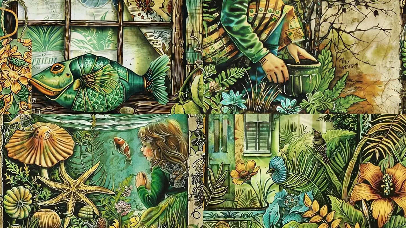 Lush Botanical Dreamscapes with Surreal Elements - Midjourney sref style