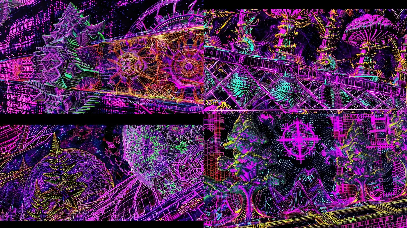 Futuristic and surreal with vibrant neon aesthetics - Midjourney sref style
