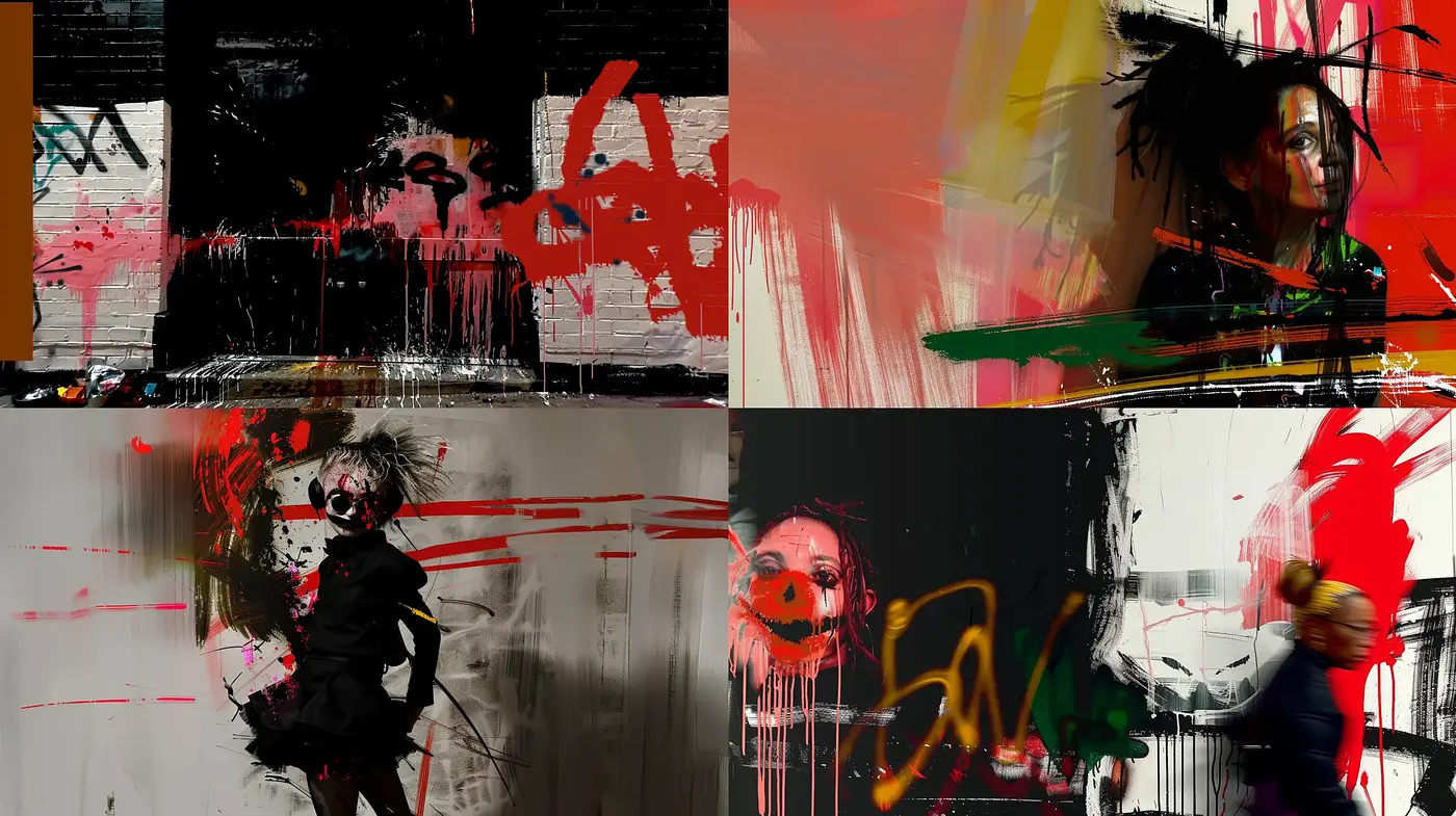 Abstract Expressionist Chaos with Vivid Color Splashes - Midjourney sref style