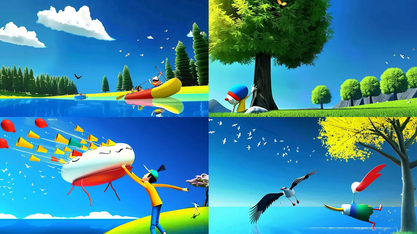 Serene Storybook Illustration with Vividly Whimsical Overtones - Midjourney sref style