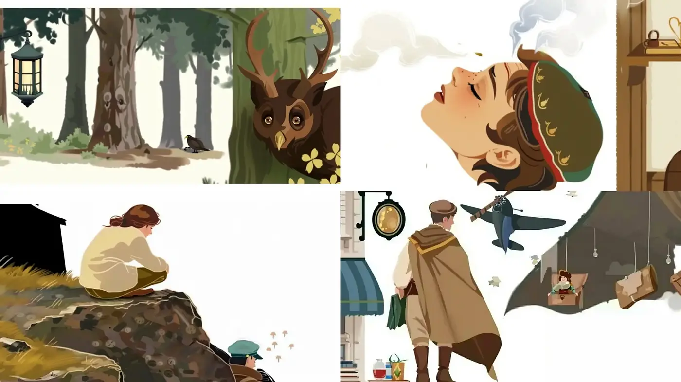 Whimsical Serenity: A Blend of Nature and Reverie in Illustration - Midjourney sref style
