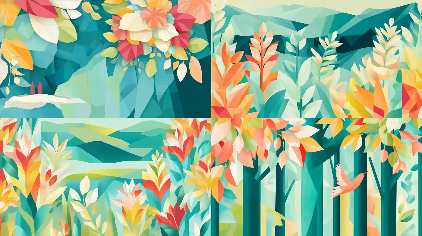 Geometric Nature Fusion in Soothing Earth Tones - Midjourney sref style